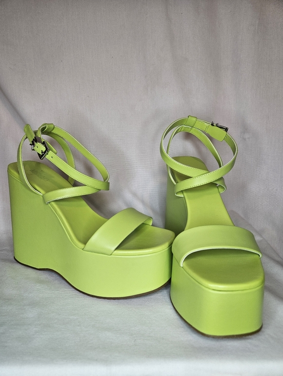 MICHAEL Michael Kors Shoes - Michael Michael Kors Paola Platform Dress Sandal Bright Limeade Leather Strappy